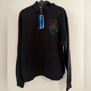 Adidas Black Sweatshirt with Colorful Peace Sign Men’s Size Large